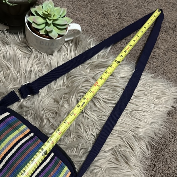 Seema Crossbody Bag-Cotton Cloth-Navy with Multi Stripe Detail-EUC-9x9 - Picture 14 of 16